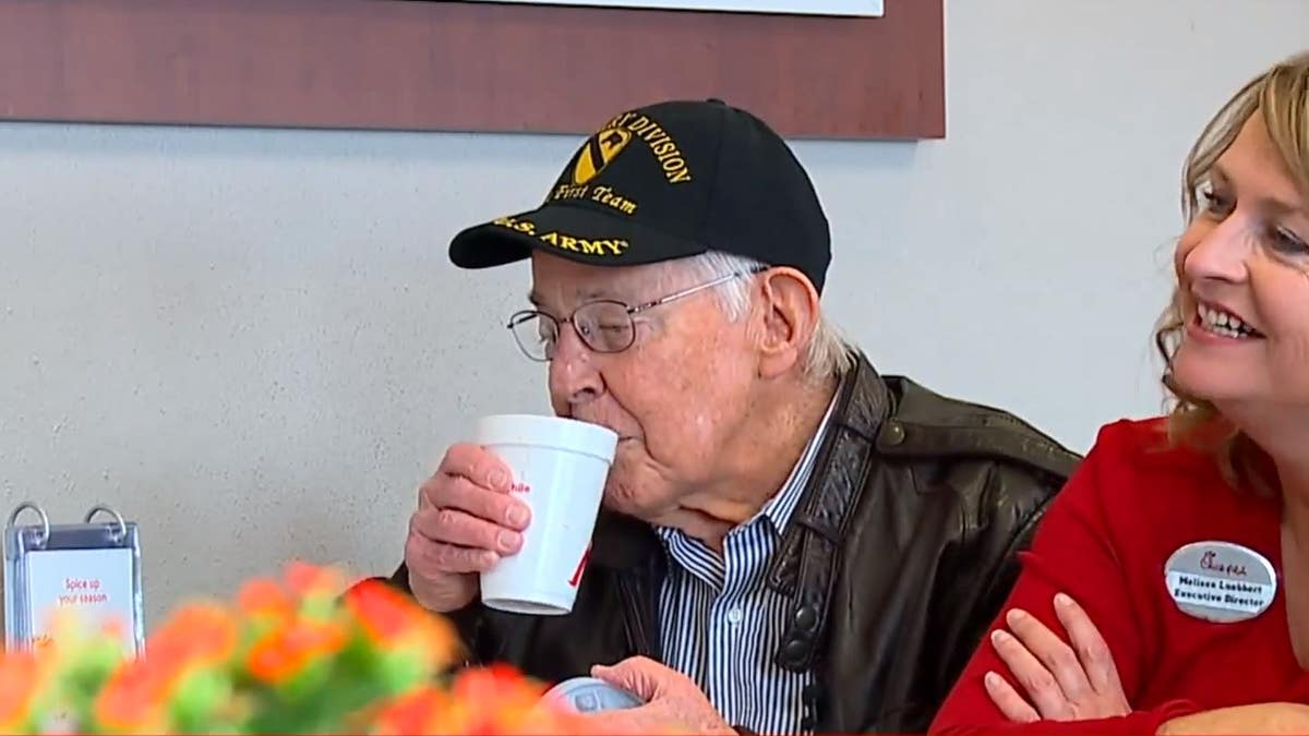The veteran's favorite meal is the chicken nuggets kid's meal with root beer.