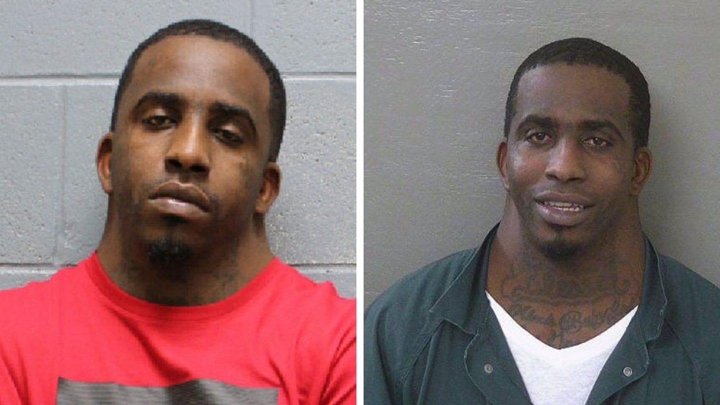 Charles McDowell has been detained on numerous occasions. The 2018 mugshot on the right is the one that first gained him notoriety. (Escambia County Sheriff's Office)