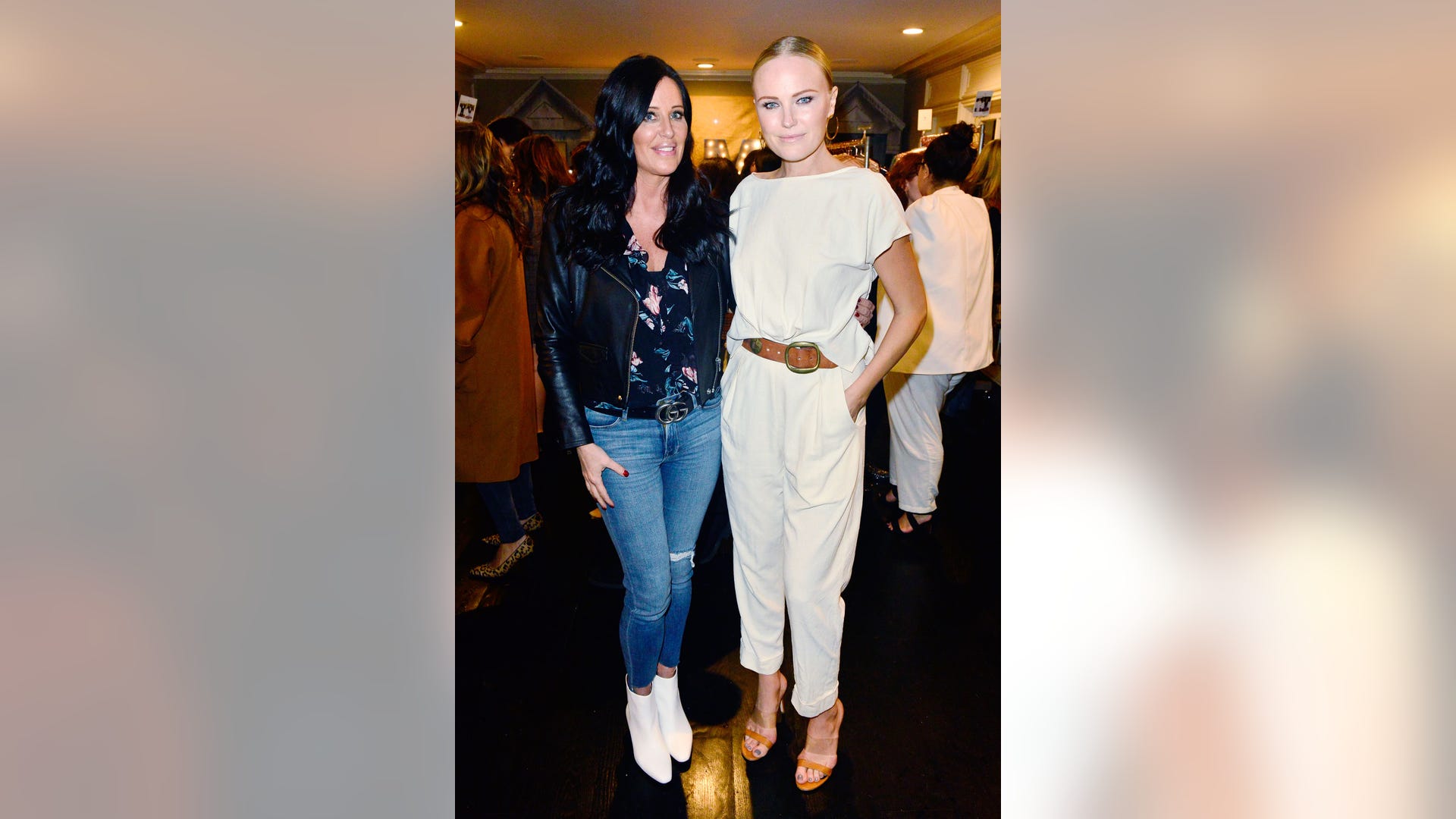 Former "Million Dollar Matchmaker" host Patti Stanger and actress Malin Akerman hang out at the Dame Sustainable Contemporary Clothing Line Launch Event on November 7, 2018 in Beverly Hills, Calif.