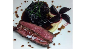 Duo of Beef with Parsnip Puree, Swiss Chard and Beets