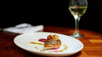 Black Sea Bass with Celery Root Puree, Beet Coulis and Black Truffle Vinaigrette
