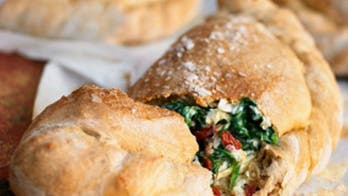 Italian Calzone with Ricotta, Spinach, Olives, & Sun Dried Tomatoes