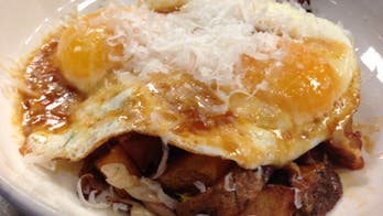 Duck Hash with Poached Eggs