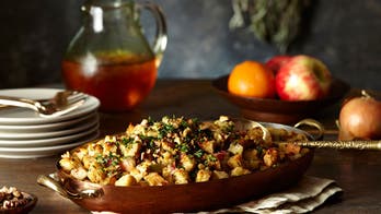 Focaccia Stuffing with Apples and Pancetta