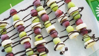 Frozen Grape and Banana Skewers with Chocolate Drizzle