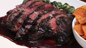Hanger Steak with Smoked Creamed Greens and BBQ Chips