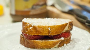 Strawberry and Nutella Sandwich on Pretzel Bread