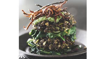 Lentil Cakes with Pesto, Wilted Greens & Lemon Thyme Zucchini Fries