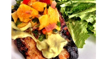 Grilled Salmon with Avocado Crème & Mango Salsa