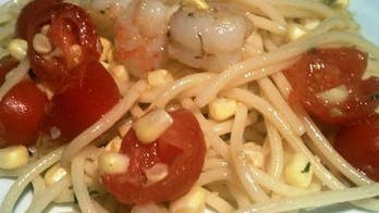 Pasta with Rock Shrimp, Tomatoes, and Corn