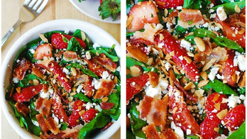 Spinach Salad with Honey Balsamic Vinaigrette and Strawberries