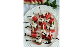 Watermelon Feta Mint Skewers