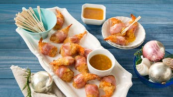 Ham-Wrapped Coconut Shrimp Bites