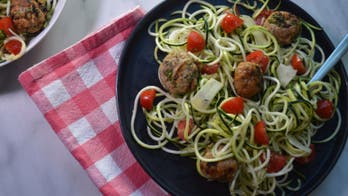 Grilled Meatballs and Zoodles