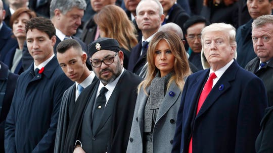 Trump stares at King of Morocco who appeared to be sleeping during WWI speech