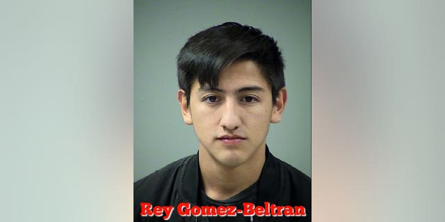 Rey Gomez-Beltran was arrested on charges of aggravated assault with a deadly weapon, evading arrest and assault causing bodily injury.