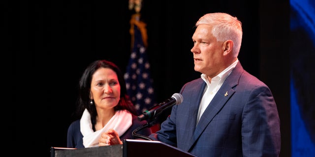 Incumbent Rep Pete Sessions, R-Texas, joined by his wife Karen in Dallas after conceding the House race to Democratic challenger and first-time candidate Colin Allred in November 2018. (AP Photo/Jeffrey McWhorter, File)