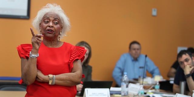 Broward County Supervisor of Elections Dr. Brenda Snipes, gives an update on the progress of ballots that are being counted from the midterm election Thursday, Nov. 8, 2018. (Carline Jean/South Florida Sun-Sentinel via AP)