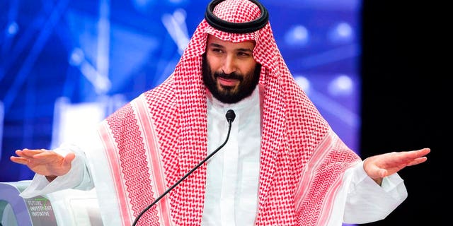 Crown Prince Mohammed bin Salman addresses the Future Investment Initiative conference, in Riyadh, Saudi Arabia, Oct. 24, 2018. (Saudi Press Agency via AP, File)
