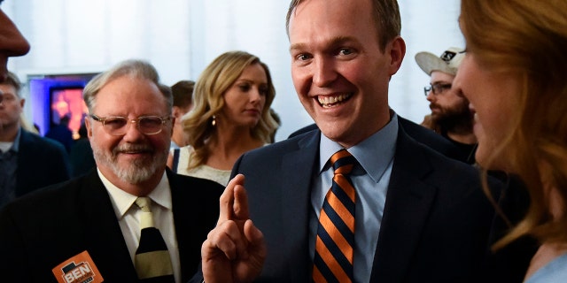 Salt Lake County Mayor Ben McAdams, Democratic candidate for Utah's 4th Congressional District, speaks to supporters during an election night party, in Salt Lake City on Nov. 6. (AP Photo/Alex Goodlett, File )