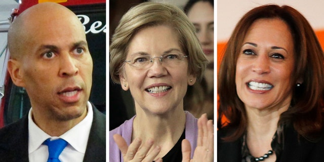 Massachusetts Sen. Elizabeth Warren, New Jersey Sen. Cory Booker and California Sen. Kamala Harris are among a slew of possible 2020 presidential contenders.