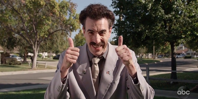 Borat, the popular TV and film character portrayed by Sacha Baron Cohen, made an appearance in a Southern California neighborhood to talk politics and the midterm elections, as seen in a video that aired Tuesday on “Jimmy Kimmel Live!”