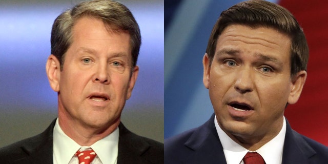 Georgia Republican Brian Kemp and Florida Republican Ron DeSantis both look certain to win their gubernatorial races. (AP)<br>