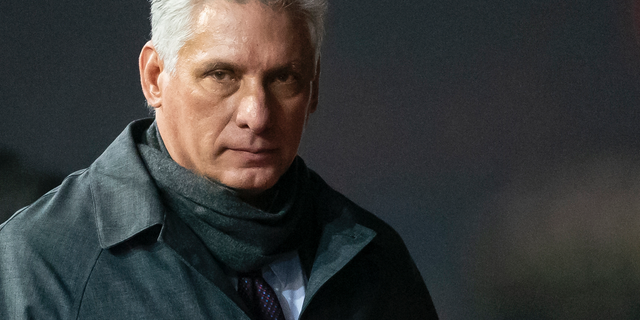 FILE - In this Nov. 1, 2018, file photo, Cuba's President Miguel Diaz-Canel arrives at Moscow's Government Vnukovo airport for an official visit to Russia. Diaz-Canel, arrived in Pyongyang, North Korea, on Sunday, Nov. 4, 2018, agreed with North Korean leader Kim Jong Un to expand and strengthen their strategic relations. (AP Photo/Alexander Zemlianichenko, File)