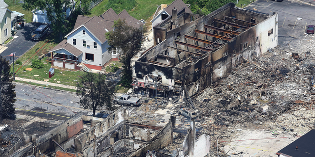 FILE - In this July 11, 2018, file photo, shows the aftermath of a gas explosion in downtown Sun Prairie, Wis. Court documents say a contractor failed to properly mark a natural gas line that was struck and caused the deadly explosion the day before. (John Hart/Wisconsin State Journal via AP, File)
