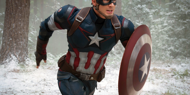 Chris Evans is seen as Captain America/Steve Rogers, in the film, 'Avengers: Age Of Ultron.'
