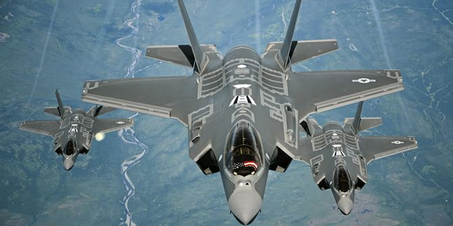 File photo - F-35A Lightning II aircraft receive fuel from a KC-10 Extender from Travis Air Force Base, Calif., July 13, 2015, during a flight from England to the U.S. (U.S. Air Force photo/Staff Sgt. Madelyn Brown)