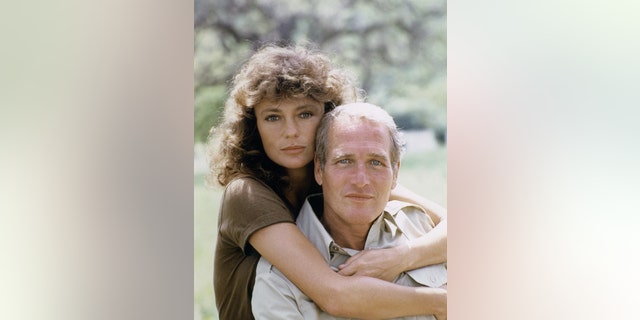 British actress Jacqueline Bisset and American actor Paul Newman on the set of "When Time Ran Out."