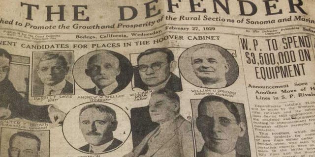 A photo of the copy of The Defender's Feruary 1929 issue.