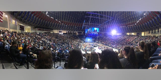 Students listening to a panel on "Battling the Opioid Crisis" at Liberty University.