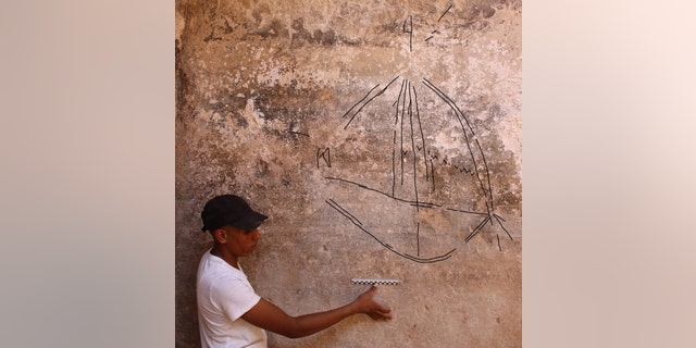 The ship graffiti was found on the plaster walls of an ancient Roman water cistern.