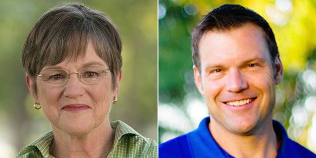 Democrat Laura Kelly (left) faces Republican Kris Kobach in Kansas' gubernatorial race.