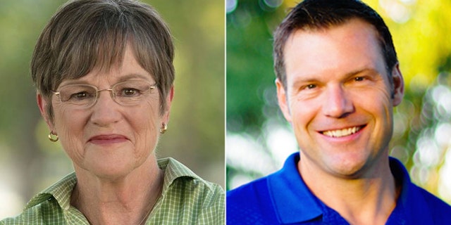 Democrat Laura Kelly (left) faces Republican Kris Kobach in Kansas' gubernatorial race.