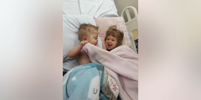 Jace pictured with his sister Lilliona, was born with hypoplastic left heart syndrome, a condition in which the left side of the heart does not develop correctly.