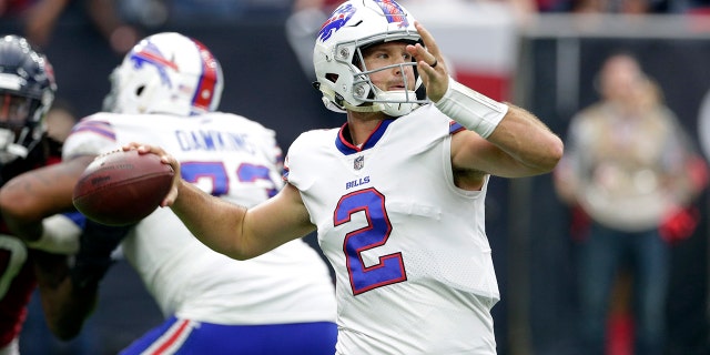 In this Oct. 14, 2018, file photo, Buffalo Bills quarterback Nathan Peterman throws a pass during an NFL game.