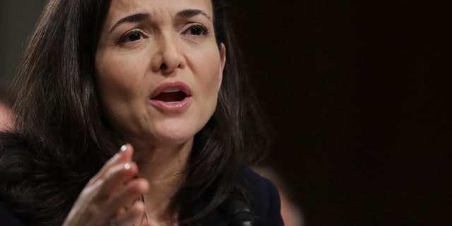 Facebook chief operating officer Sheryl Sandberg testifies during a Senate Intelligence Committee hearing on Sept. 5, 2018