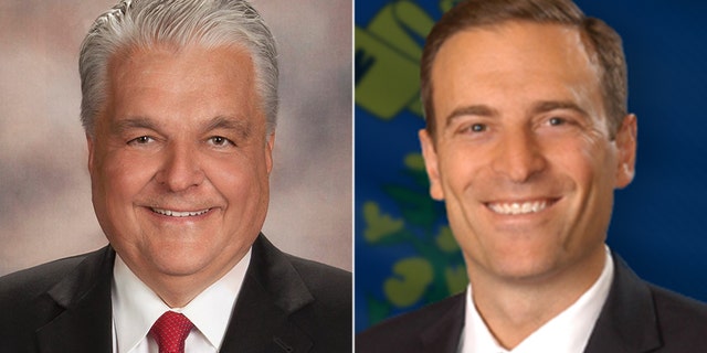 Democrat Steve Sisolak (left) faces Republican Adam Laxalt in Nevada's gubernatorial race.