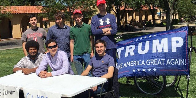 The Stanford College Republicans holding a "Change My Mind" tabling event on campus.