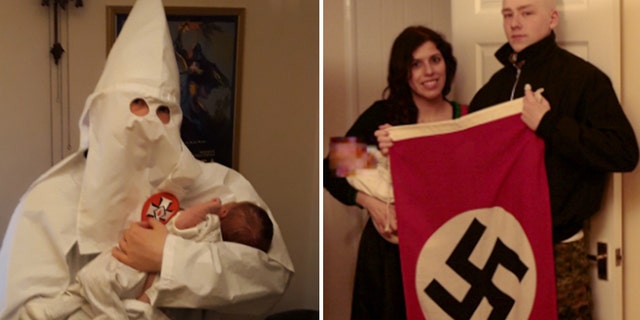 A jury at Birmingham Crown Court in central England found 22-year-old Adam Thomas and 38-year-old Claudia Patatas guilty of being members of National Action. During the trial, jurors were shown photos of Thomas holding his baby son — who was given the middle name Adolf — while wearing the white robes of the Ku Klux Klan.