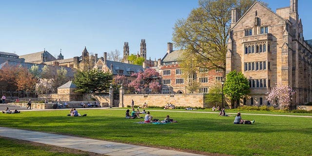 New Haven, USA - May 4, 2015: Yale University campus on April 4, 2015. It is a private Ivy League research university in New Haven, Connecticut. Founded in 1701