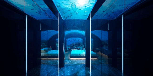 Below the waves, a “curved ceiling, wide windows and fish peep show bathroom” will surely make for an once-in-a-lifetime experience — thought it may be a bit difficult to fall asleep, as fish, turtles, stingrays and sharks swim by your beside.