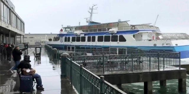 In this image taken from video a ferry carrying dozens of passengers crashes into a dock at San Francisco's famed Ferry Building on Friday, Nov. 23, 2018.