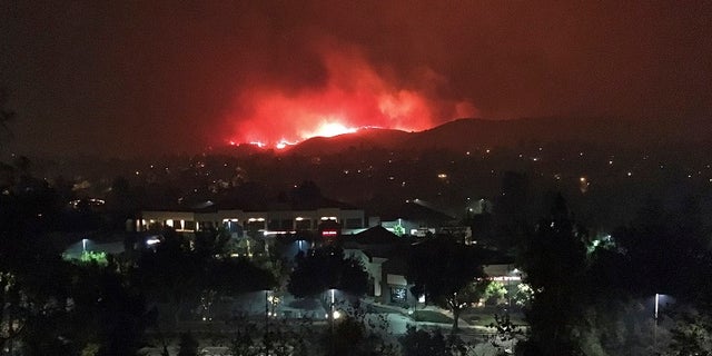 The Hill wildfire burns in the predawn hours of Friday, Nov. 9, 2018.