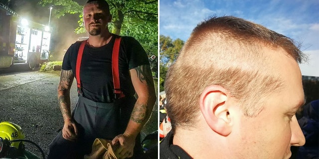A firefighter got called out to an emergency mid-haircut, leaving him with an interesting look.