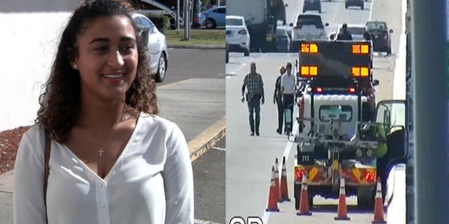 Nicole Oyola's words to a man on the edge of a bridge in Florida on Thursday helped prevent him from jumping.