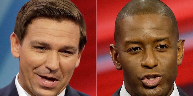Republican Ron DeSantis (left) faces Democrat Andrew Gillum in Florida's gubernatorial race.